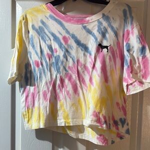 PINK Victoria's Secret Pink and Yellow Short Sleeve Tee